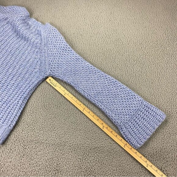 Moth Mohair Wool Blend Pull Over Cable Knit Bell Sleeve V-Neck Sweater  Size: XS - Picture 9 of 14